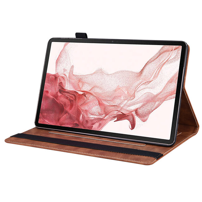 Case2go - Tablet hoes geschikt voor Samsung Galaxy Tab S10 FE Plus - Business Wallet Book Case - Met pasjeshouder - Bruin