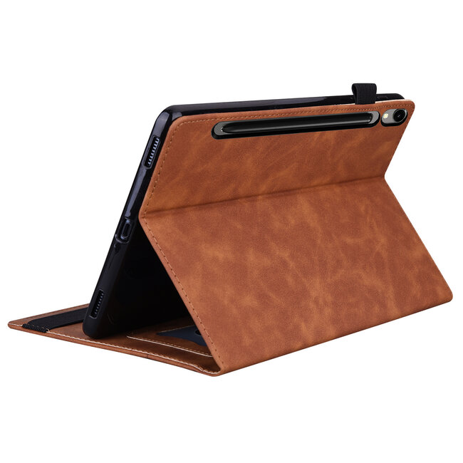 Case2go - Tablet hoes geschikt voor Samsung Galaxy Tab S10 FE Plus - Business Wallet Book Case - Met pasjeshouder - Bruin