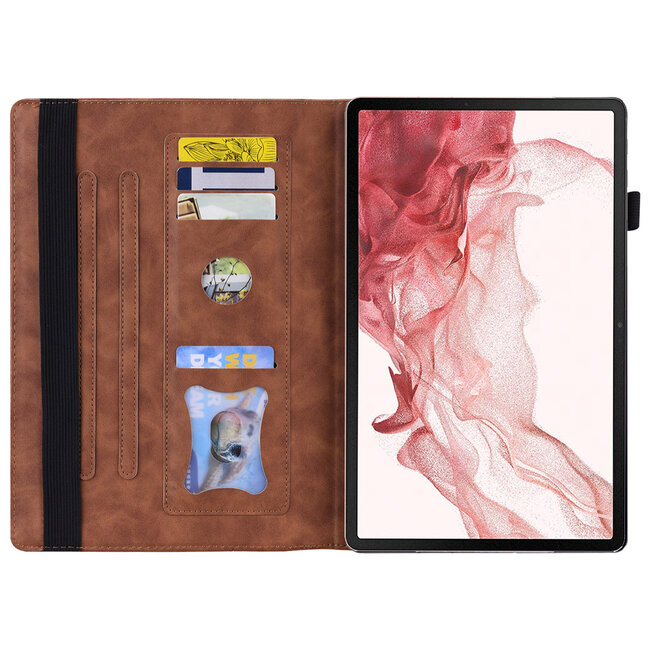 Case2go - Tablet hoes geschikt voor Samsung Galaxy Tab S10 FE Plus - Business Wallet Book Case - Met pasjeshouder - Bruin
