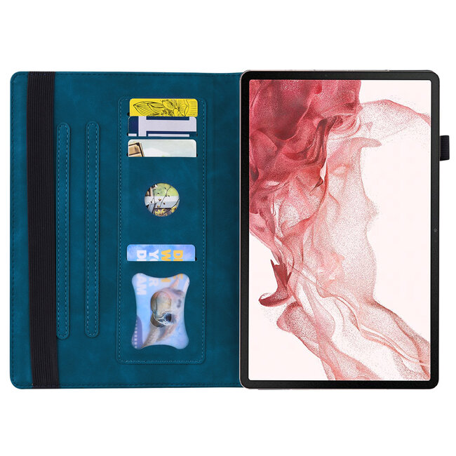 Case2go - Tablet hoes geschikt voor Samsung Galaxy Tab S10 FE Plus - Business Wallet Book Case - Met pasjeshouder - Blauw