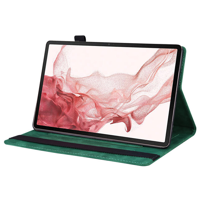 Case2go - Tablet hoes geschikt voor Samsung Galaxy Tab S10 FE Plus - Business Wallet Book Case - Met pasjeshouder - Groen