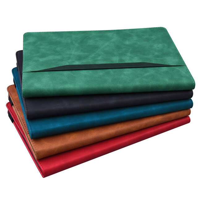 Case2go - Tablet hoes geschikt voor Samsung Galaxy Tab S10 FE Plus - Business Wallet Book Case - Met pasjeshouder - Groen