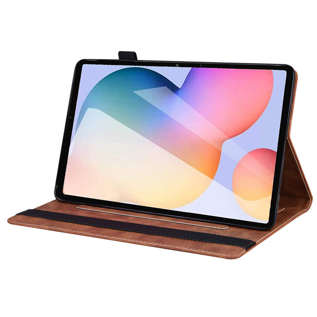 Case2go - Tablet hoes geschikt voor Samsung Galaxy Tab S6 Lite (2024) / Galaxy Tab S6 Lite (2022/2020) - Business Wallet Book Case - Met pasjeshouder - Bruin