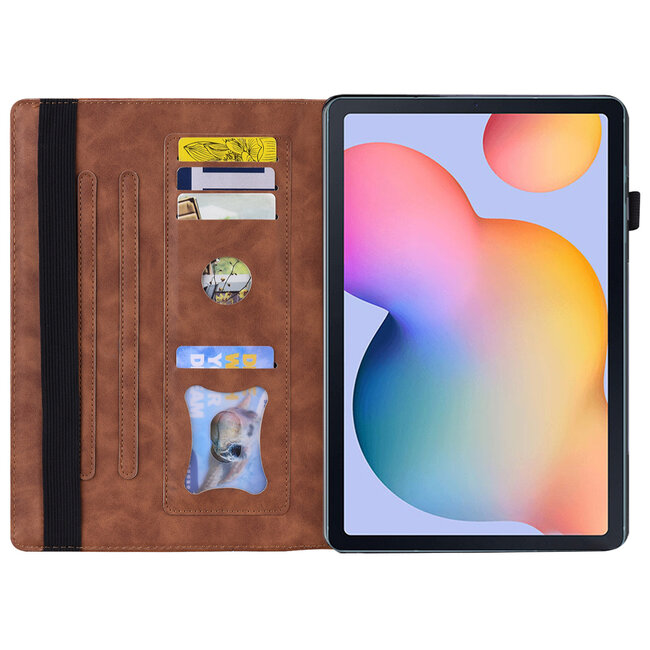 Case2go - Tablet hoes geschikt voor Samsung Galaxy Tab S6 Lite (2024) / Galaxy Tab S6 Lite (2022/2020) - Business Wallet Book Case - Met pasjeshouder - Bruin