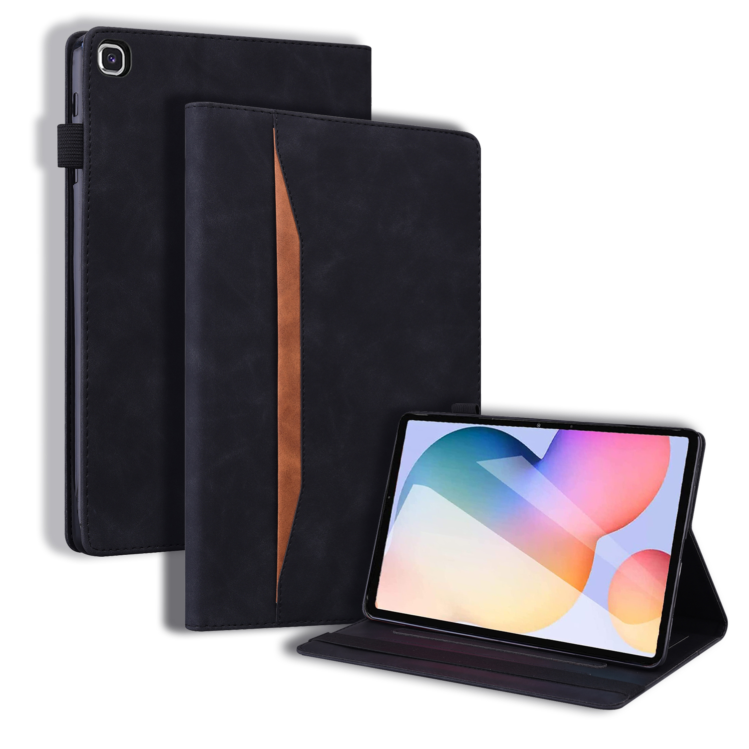 Case2go - Tablet hoes geschikt voor Samsung Galaxy Tab S6 Lite (2024) / Galaxy Tab S6 Lite (2022/2020) - Business Wallet Book Case - Met pasjeshouder - Zwart afbeelding
