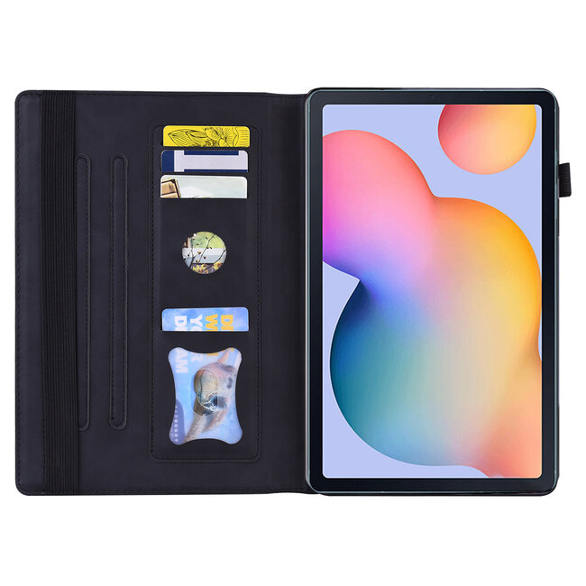 Case2go - Tablet hoes geschikt voor Samsung Galaxy Tab S6 Lite (2024) / Galaxy Tab S6 Lite (2022/2020) - Business Wallet Book Case - Met pasjeshouder - Zwart