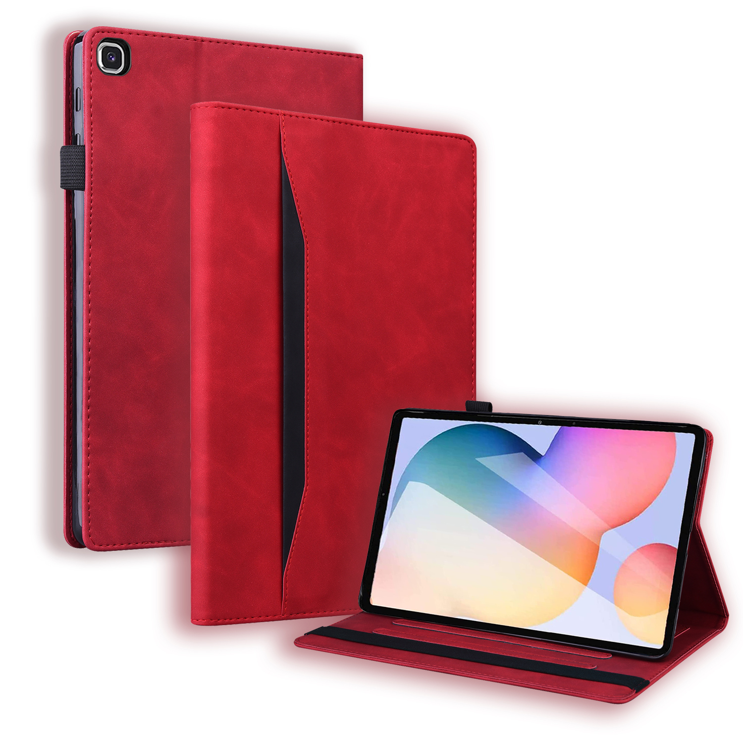 Case2go - Tablet hoes geschikt voor Samsung Galaxy Tab S6 Lite (2024) / Galaxy Tab S6 Lite (2022/2020) - Business Wallet Book Case - Met pasjeshouder - Rood afbeelding