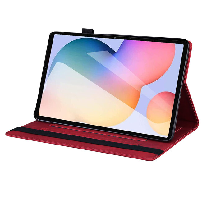 Case2go - Tablet hoes geschikt voor Samsung Galaxy Tab S6 Lite (2024) / Galaxy Tab S6 Lite (2022/2020) - Business Wallet Book Case - Met pasjeshouder - Rood