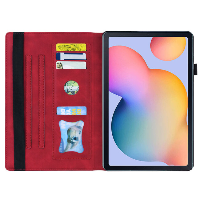 Case2go - Tablet hoes geschikt voor Samsung Galaxy Tab S6 Lite (2024) / Galaxy Tab S6 Lite (2022/2020) - Business Wallet Book Case - Met pasjeshouder - Rood