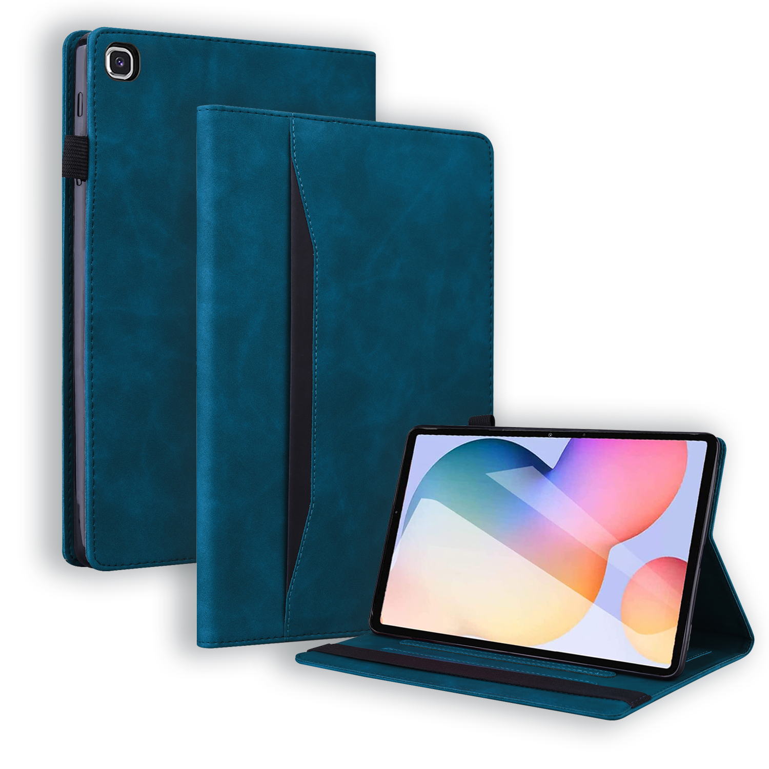 Case2go - Tablet hoes geschikt voor Samsung Galaxy Tab S6 Lite (2024) / Galaxy Tab S6 Lite (2022/2020) - Business Wallet Book Case - Met pasjeshouder - Blauw afbeelding