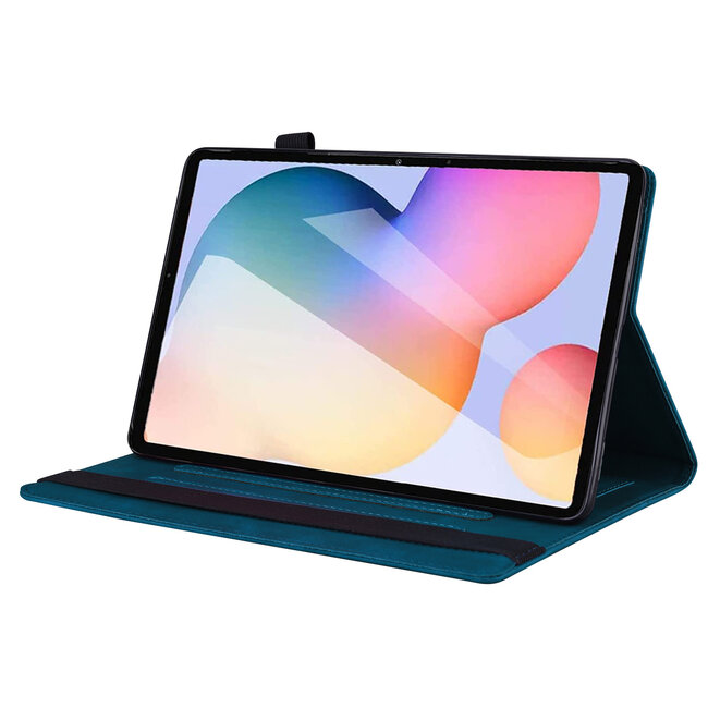 Case2go - Tablet hoes geschikt voor Samsung Galaxy Tab S6 Lite (2024) / Galaxy Tab S6 Lite (2022/2020) - Business Wallet Book Case - Met pasjeshouder - Blauw