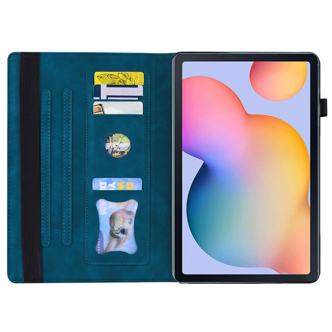 Case2go - Tablet hoes geschikt voor Samsung Galaxy Tab S6 Lite (2024) / Galaxy Tab S6 Lite (2022/2020) - Business Wallet Book Case - Met pasjeshouder - Blauw