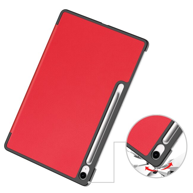 Case2go - Tablet hoes geschikt voor Samsung Galaxy Tab S10 FE Plus - 13.1 Inch - Tri-Fold Book Case - Auto/Wake functie - Rood