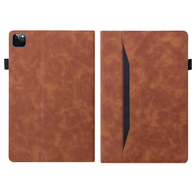 Case2go - Tablet hoes geschikt voor Apple iPad Pro 11 (2025) / Apple iPad Pro 11 (2024) - Business Wallet Book Case - Met pasjeshouder - Bruin