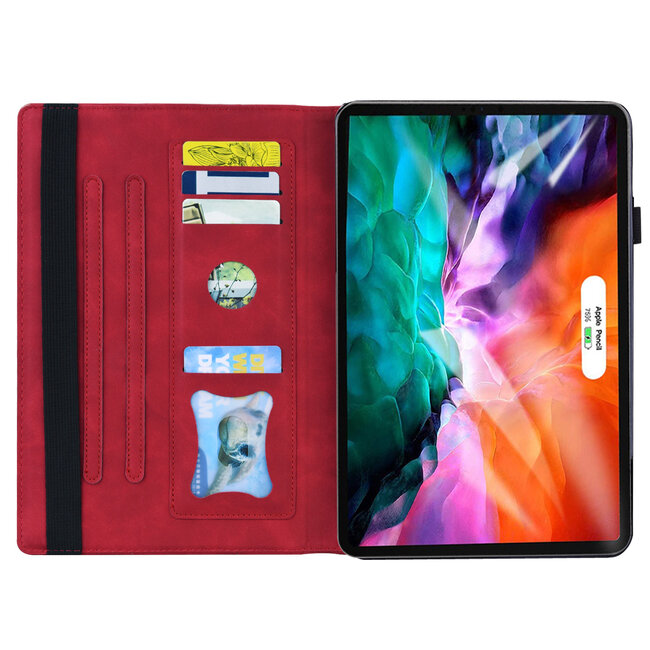 Case2go - Tablet hoes geschikt voor Apple iPad Pro 11 (2025) / Apple iPad Pro 11 (2024) - Business Wallet Book Case - Met pasjeshouder - Rood