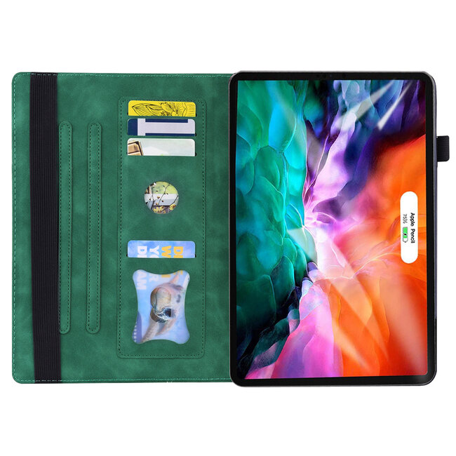 Case2go - Tablet hoes geschikt voor Apple iPad Pro 11 (2025) / Apple iPad Pro 11 (2024) - Business Wallet Book Case - Met pasjeshouder - Groen