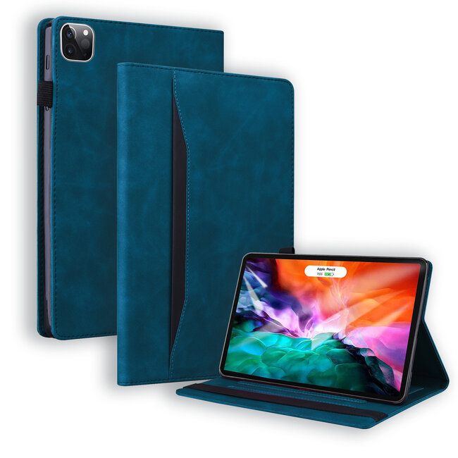 Case2go - Tablet hoes geschikt voor Apple iPad Pro 11 (2024) - Business Wallet Book Case - Met pasjeshouder - Blauw