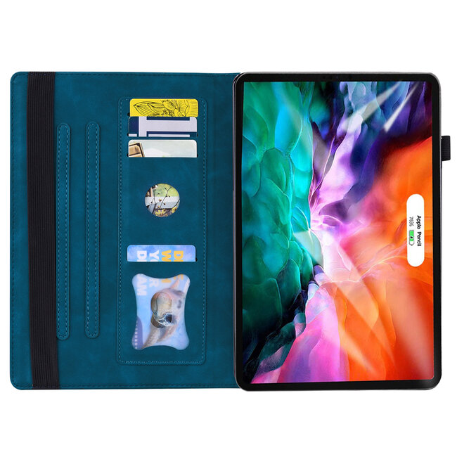 Case2go - Tablet hoes geschikt voor Apple iPad Pro 11 (2025) / Apple iPad Pro 11 (2024) - Business Wallet Book Case - Met pasjeshouder - Blauw