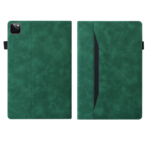 Case2go - Tablet hoes geschikt voor Apple iPad Pro 13 (2025/2024) - Business Stiching Case - Wallet Book Case - Groen