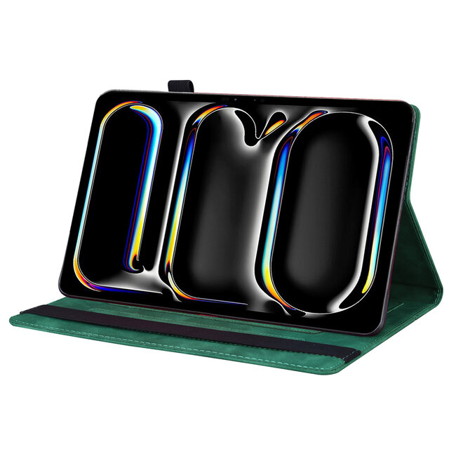 Case2go - Tablet hoes geschikt voor Apple iPad Pro 13 (2025/2024) - Business Stiching Case - Wallet Book Case - Groen