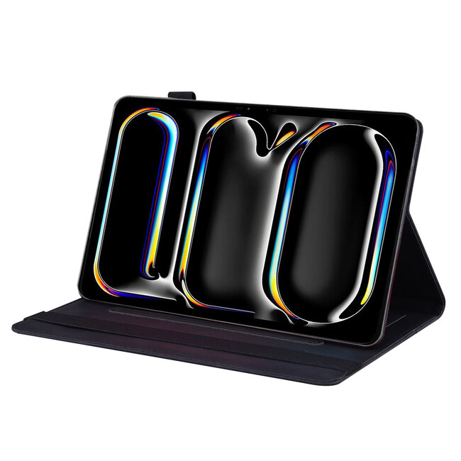 Case2go - Tablet hoes geschikt voor Apple iPad Pro 13 (2025/2024) - Business Stiching Case - Wallet Book Case - Zwart