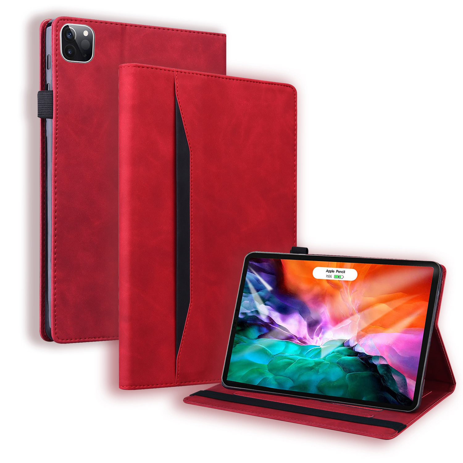 Case2go - Tablet hoes geschikt voor Apple iPad Pro 13 (2024) - Business Stiching Case - Wallet Book Case - Rood afbeelding