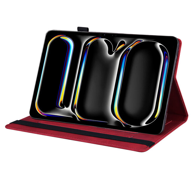 Case2go - Tablet hoes geschikt voor Apple iPad Pro 13 (2025/2024) - Business Stiching Case - Wallet Book Case - Rood