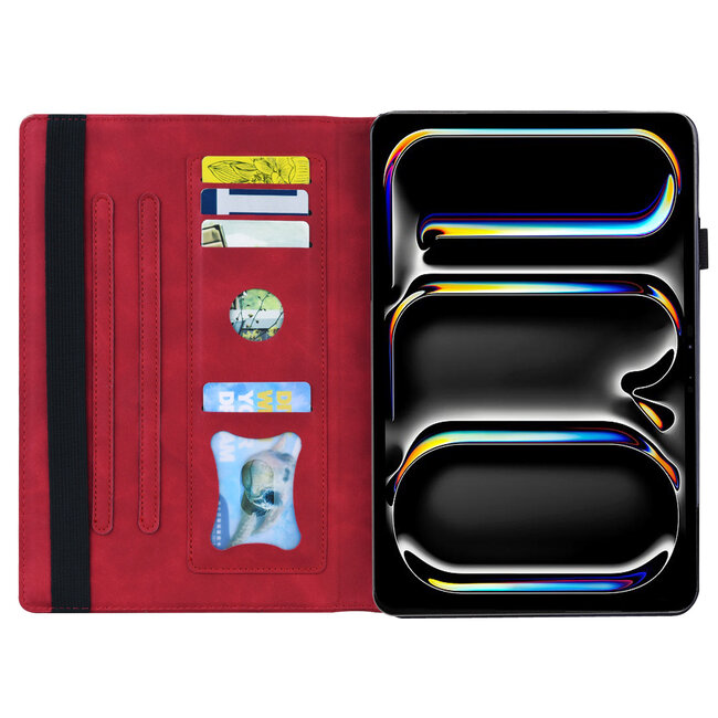 Case2go - Tablet hoes geschikt voor Apple iPad Pro 13 (2025/2024) - Business Stiching Case - Wallet Book Case - Rood