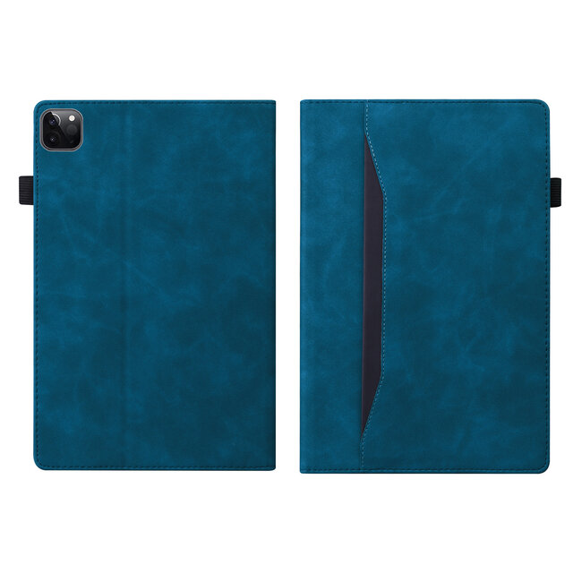 Case2go - Tablet hoes geschikt voor Apple iPad Pro 13 (2025/2024) - Business Stiching Case - Wallet Book Case - Donker Blauw