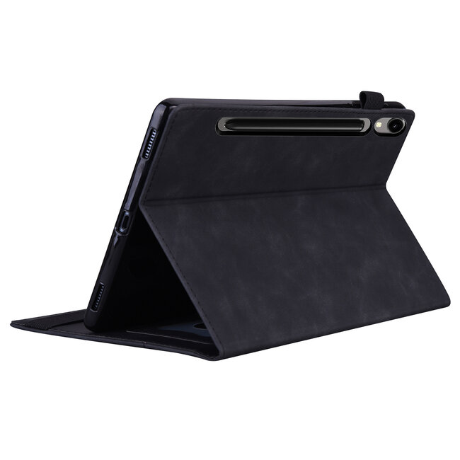 Case2go - Tablet hoes geschikt voor Samsung Galaxy Tab S9 FE Plus - Business Wallet Book Case - Met pasjeshouder - Zwart