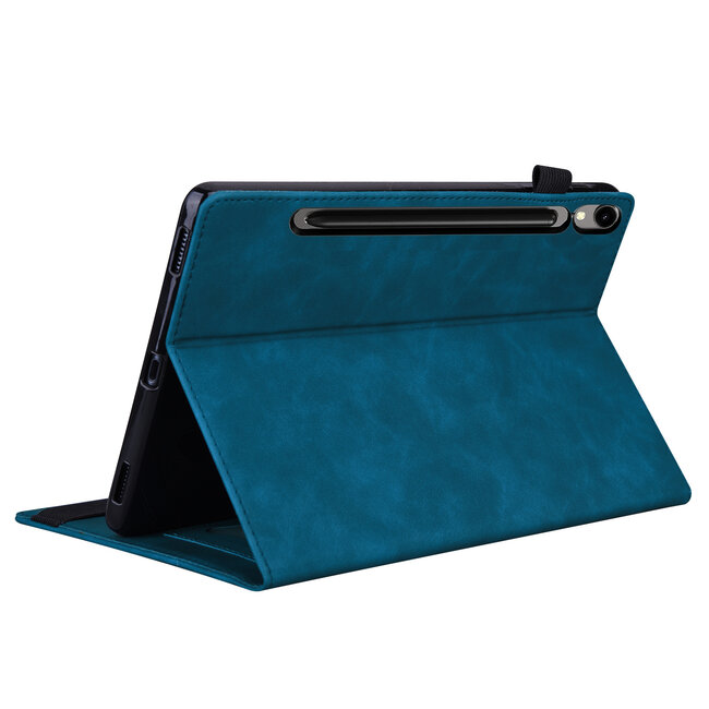 Case2go - Tablet hoes geschikt voor Samsung Galaxy Tab S9 FE Plus - Business Wallet Book Case - Met pasjeshouder - Blauw