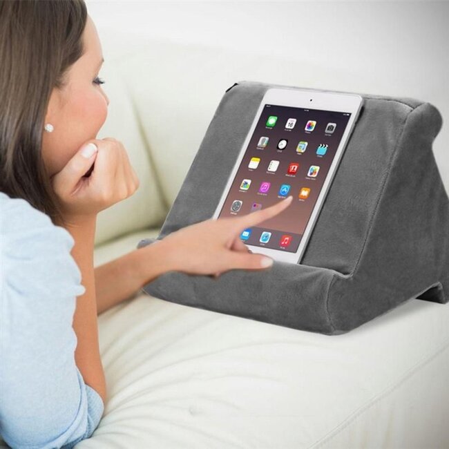Tablet Houder - Pilow Pad - Tablet kussen - Leeskussen - Ergonomisch design - 2 kijkhoeken - Grijs