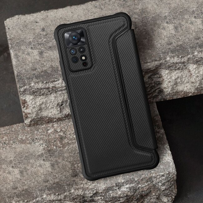 Case2go - Hoesje geschikt voor Xiaomi Redmi Note 14 - Schokbestendige Book Case - Zwart