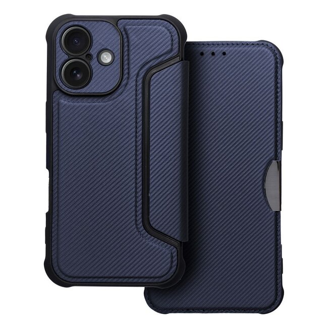 Case2go - Hoesje geschikt voor Apple iPhone 16 - Schokbestendige Book Case - Blauw