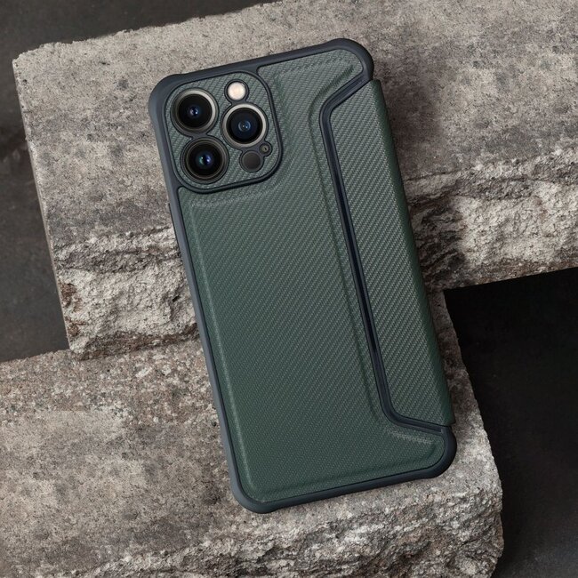 Case2go - Hoesje geschikt voor Apple iPhone 16 Pro Max - Schokbestendige Book Case - Groen