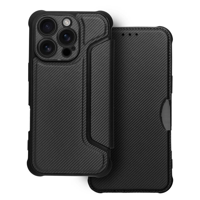 Case2go - Hoesje geschikt voor Apple iPhone 16 Pro Max - Schokbestendige Book Case - Zwart
