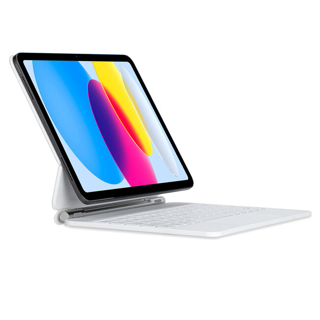 Bluetooth Toetsenbord hoes geschikt voor Apple iPad 11 (2025) A16 / Apple iPad 10.9 (2022) - Toetsenbordverlichting - Met Pencil Houder - Touchpad - Wit