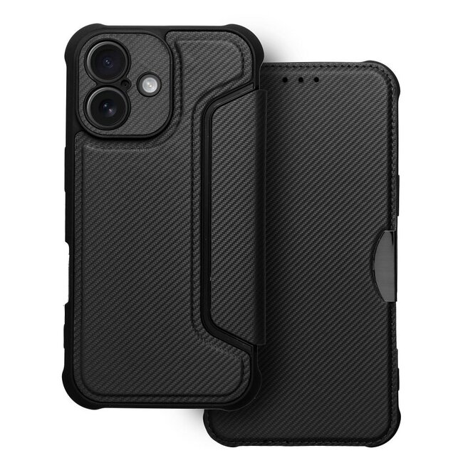 Case2go - Hoesje geschikt voor Apple iPhone 16 Plus - Schokbestendige Book Case - Zwart