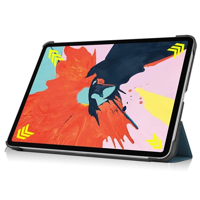 Tablet hoes geschikt voor Apple iPad Air 11 (2025) / Apple iPad Air 11 (2024) / iPad Air 10.9 (2022) tri-fold - Case met Auto Wake/Sleep functie - Cyaan