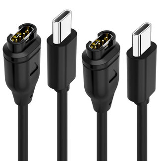 Case2go 2 Pack - USB-C Oplaadkabel geschikt voor Garmin Forerunner, Fenix, Instinct, EPIX, Venu, Vivomove, Vivosport & Vivoactive - 1 Meter - Zwart