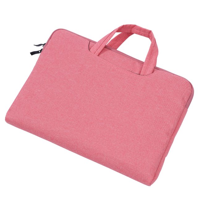 Case2go - Laptop Sleeve geschikt voor Macbook, Laptop en Chromebooks - Met extra vak - Met Handvat - Laptoptas - 15.6 Inch - Roze