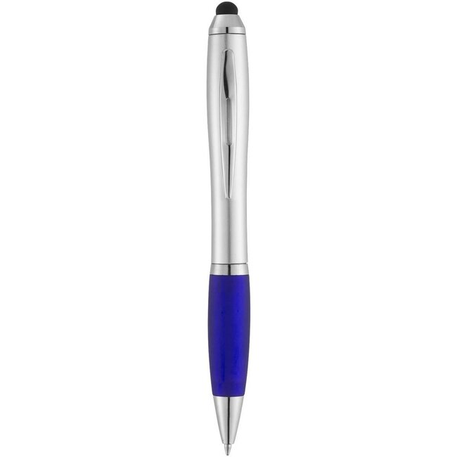 10x Balpen en Stylus / Touch pen - Softtouch - Geschikt voor Tablet & Smartphone - Met clip - Zilver / Blauw