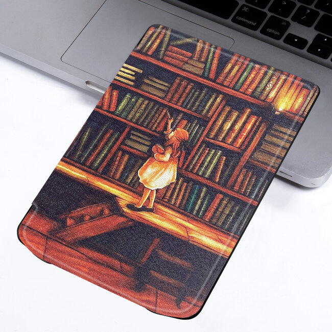 Case2go - E-reader hoes geschikt voor Pocketbook Verse Lite (2025) - Hardcase - Sleepcover - Magnetische Sluiting - Bibliotheek