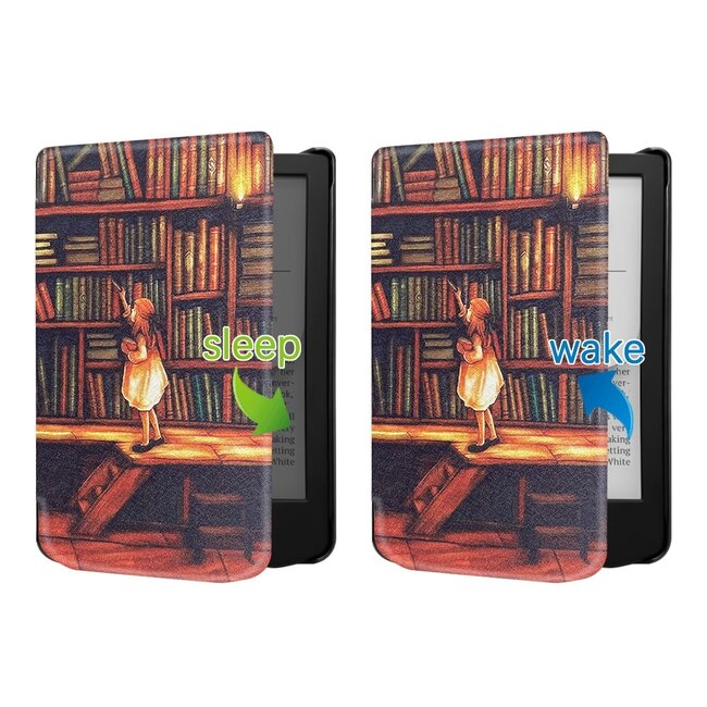 Case2go - E-reader hoes geschikt voor Pocketbook Verse Lite (2025) - Hardcase - Sleepcover - Magnetische Sluiting - Bibliotheek