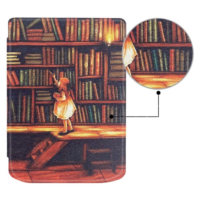 Case2go - E-reader hoes geschikt voor Pocketbook Verse Lite (2025) - Hardcase - Sleepcover - Magnetische Sluiting - Bibliotheek