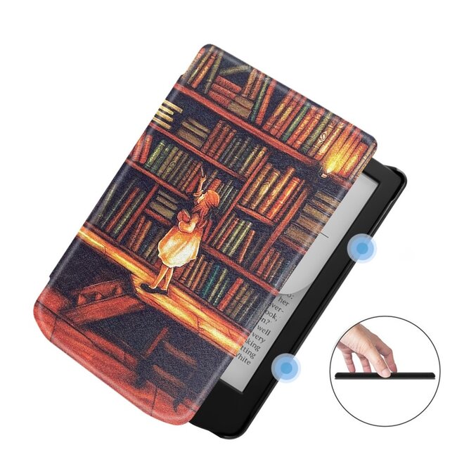 Case2go - E-reader hoes geschikt voor Pocketbook Verse Lite (2025) - Hardcase - Sleepcover - Magnetische Sluiting - Bibliotheek