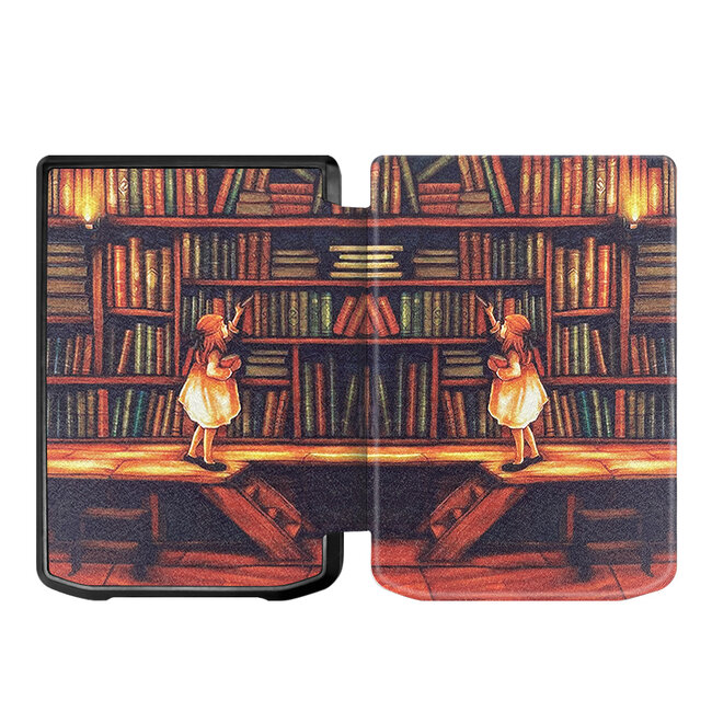 Case2go - E-reader hoes geschikt voor Pocketbook Verse Lite (2025) - Hardcase - Sleepcover - Magnetische Sluiting - Bibliotheek