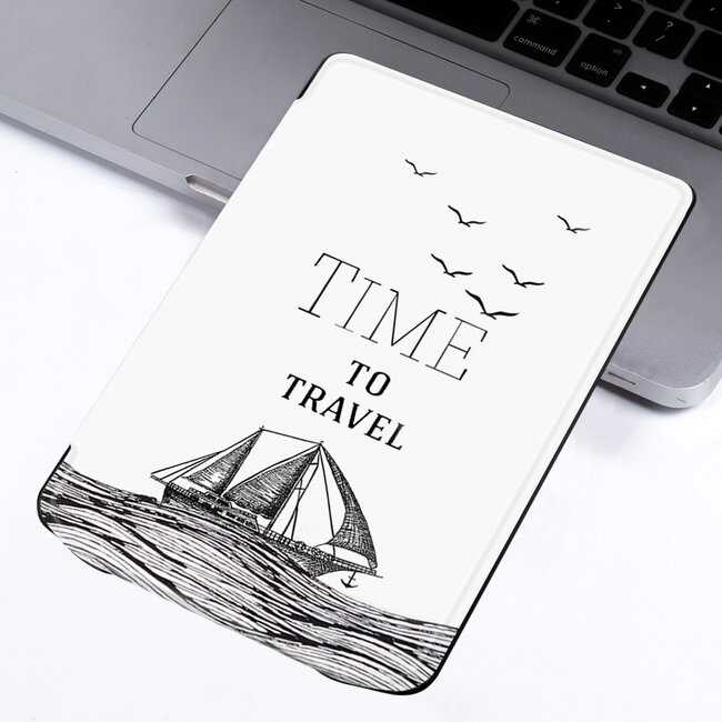 Case2go - E-reader hoes geschikt voor Pocketbook Verse Lite (2025) - Hardcase - Sleepcover - Magnetische Sluiting - Time To Travel