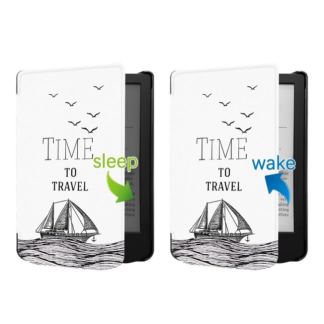 Case2go - E-reader hoes geschikt voor Pocketbook Verse Lite (2025) - Hardcase - Sleepcover - Magnetische Sluiting - Time To Travel
