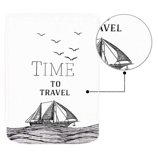 Case2go - E-reader hoes geschikt voor Pocketbook Verse Lite (2025) - Hardcase - Sleepcover - Magnetische Sluiting - Time To Travel